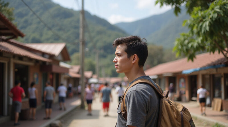 Backpacker exploring vibrant San Gil, Colombia and its culture