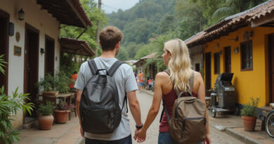 Backpackers enjoying vibrant restaurant scene at San Gil, Colombia