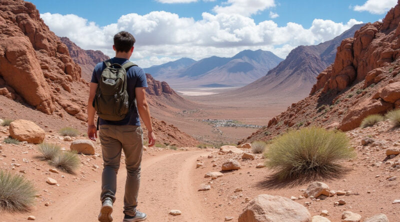 Backpacker exploring אטרקציות בסן פדרו דה אטקמה צ'ילה