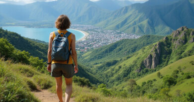 Backpacker exploring lush landscapes of Santa Marta, Colombia
