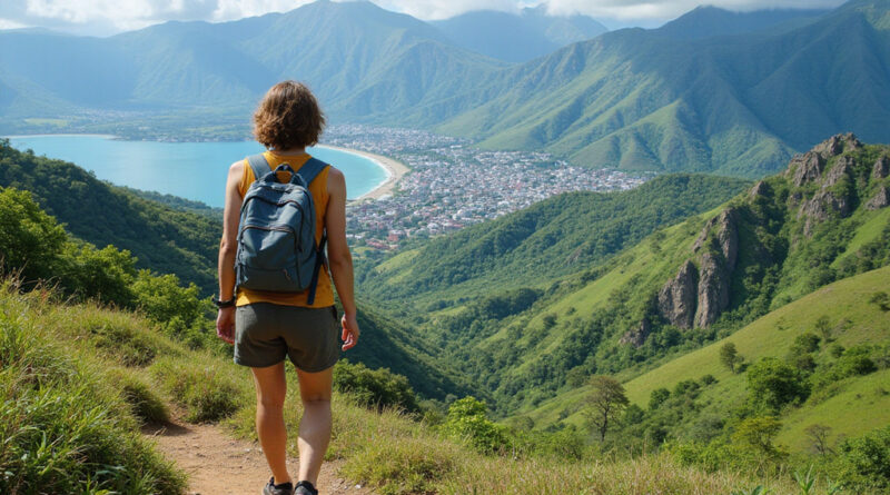 Backpacker exploring lush landscapes of Santa Marta, Colombia
