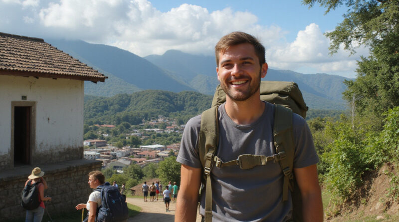 Young backpacker embarking on טרקים בסאו לואיס ברזיל adventure