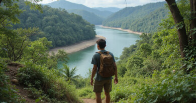 Young backpacker enjoying טרקים בבלם ברזיל scenery