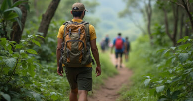 Young adult backpacker trekking through טרקים בבוזיוס ברזיל trails