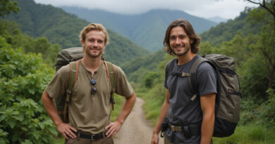 Young backpackers exploring lush landscapes of Granada, Brazil
