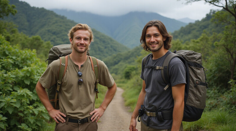 Young backpackers exploring lush landscapes of Granada, Brazil