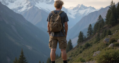 Young adult backpacker overlooking Huascaran National Park, טרקים בנאסקה פרו