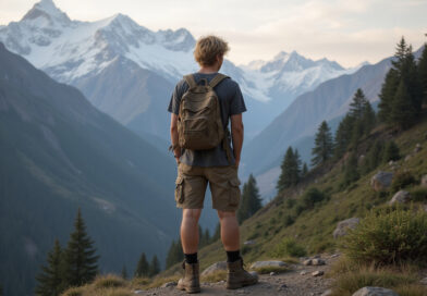 Young adult backpacker overlooking Huascaran National Park, טרקים בנאסקה פרו