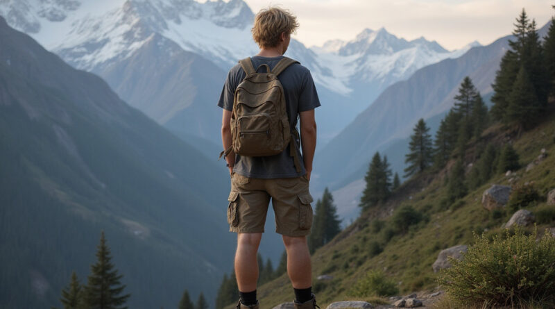 Young adult backpacker overlooking Huascaran National Park, טרקים בנאסקה פרו
