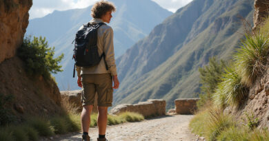 Young backpacker exploring vibrant trails in Cusco, Peru