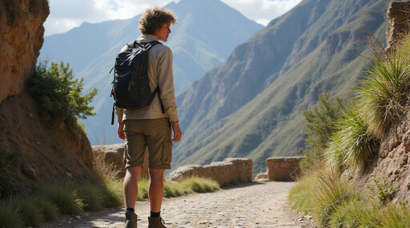 Young backpacker exploring vibrant trails in Cusco, Peru