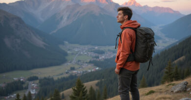 Backpacker admiring scenic Andes peaks in Piura, Peru