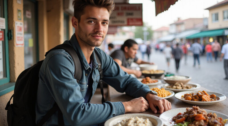 מסעדות באיקה פרו: צעיר גבר בתחנת מזון רחוב בפרו