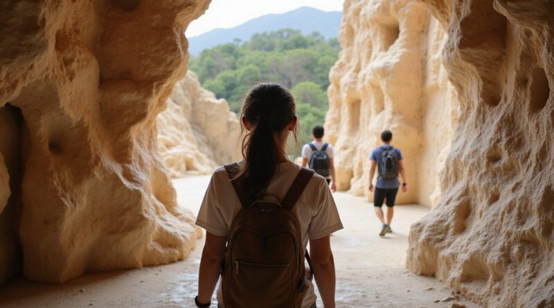 Young backpacker exploring Zipaquira, Colombia's Salt Cathedral